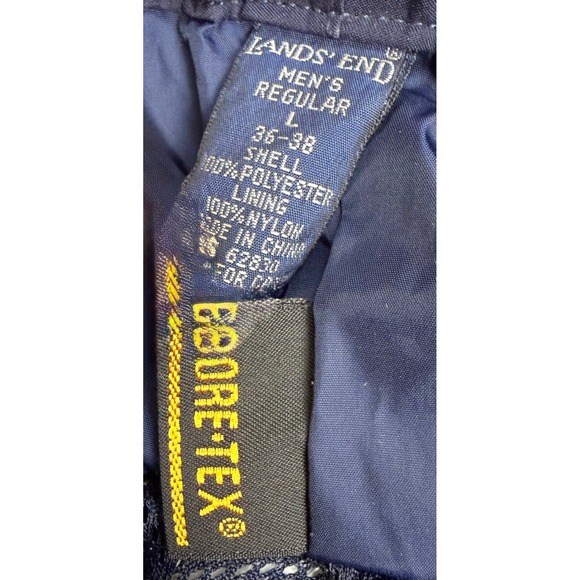 Lands End Mens Gore Tex Pants Navy Blue L Regular Elastic Waist Drawstring - Picture 3 of 8
